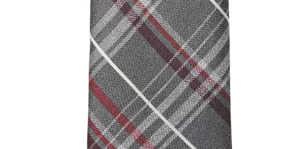 Michael Kors Men's Classic Railroad Plaid Tie Red Size Regular