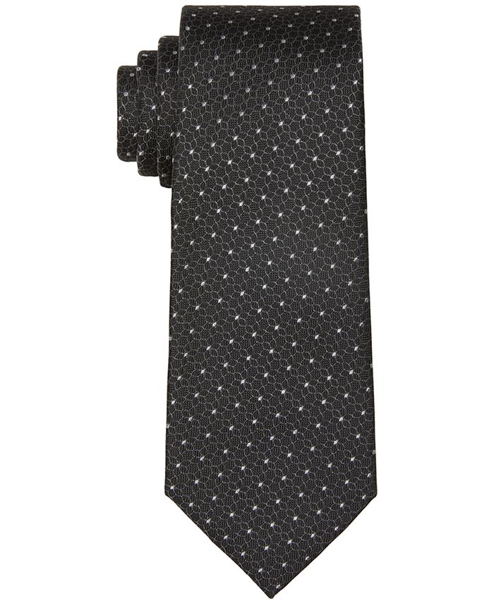 Calvin Klein Men’s Flower Dot Tie Gray One Size