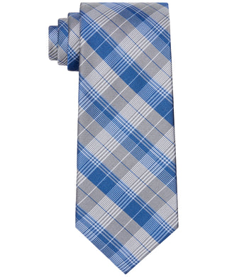 Calvin Klein Men's Modern Glen Plaid Tie Blue Size Regular