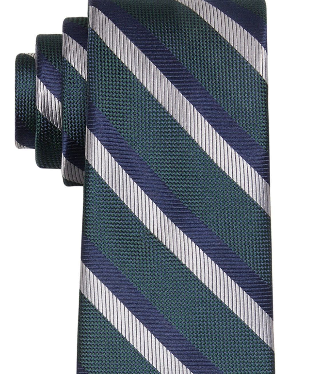 Tommy Hilfiger Men's Diagonally Striped Tie Green Size Regular