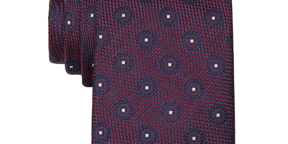 Tommy Hilfiger Men's Hunter Medallion Tie Red Size Regular