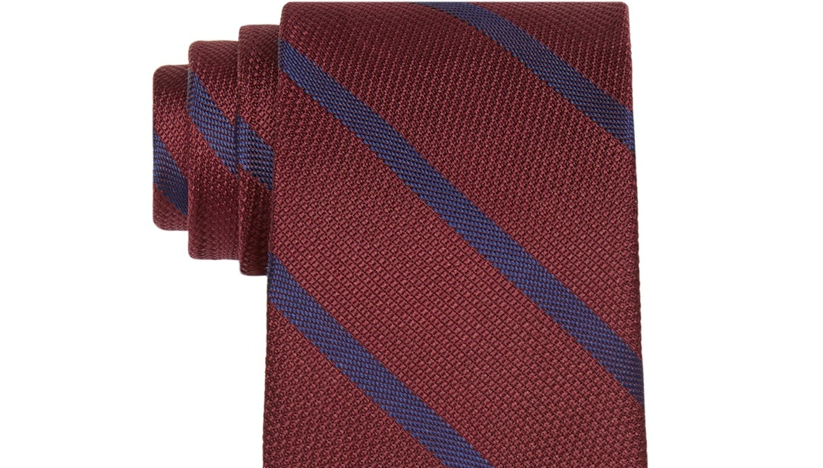 Tommy Hilfiger Men's Classic Diagonal Striped Tie Red Size Regular