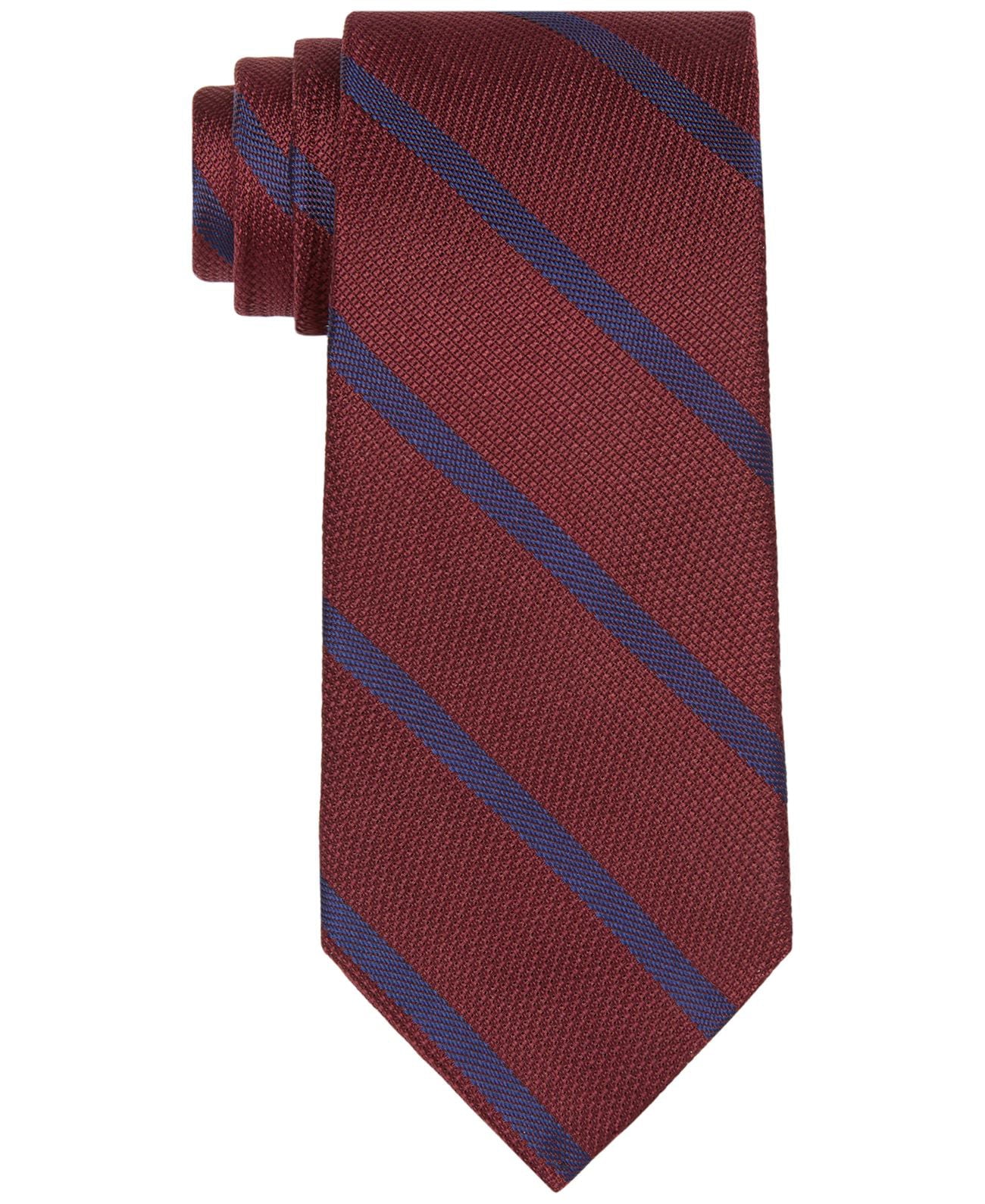 Tommy Hilfiger Men's Classic Diagonal Striped Tie Red Size Regular