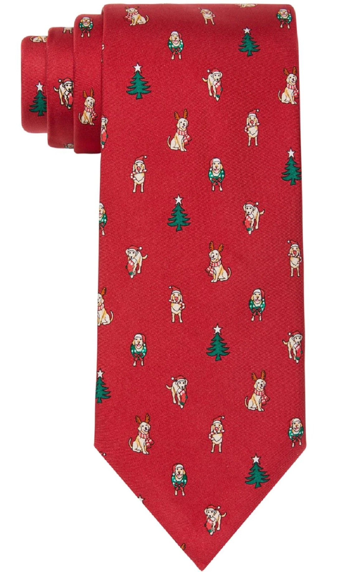 Tommy Hilfiger Men's Classic Holiday Dog & Tree Tie Red Size Regular