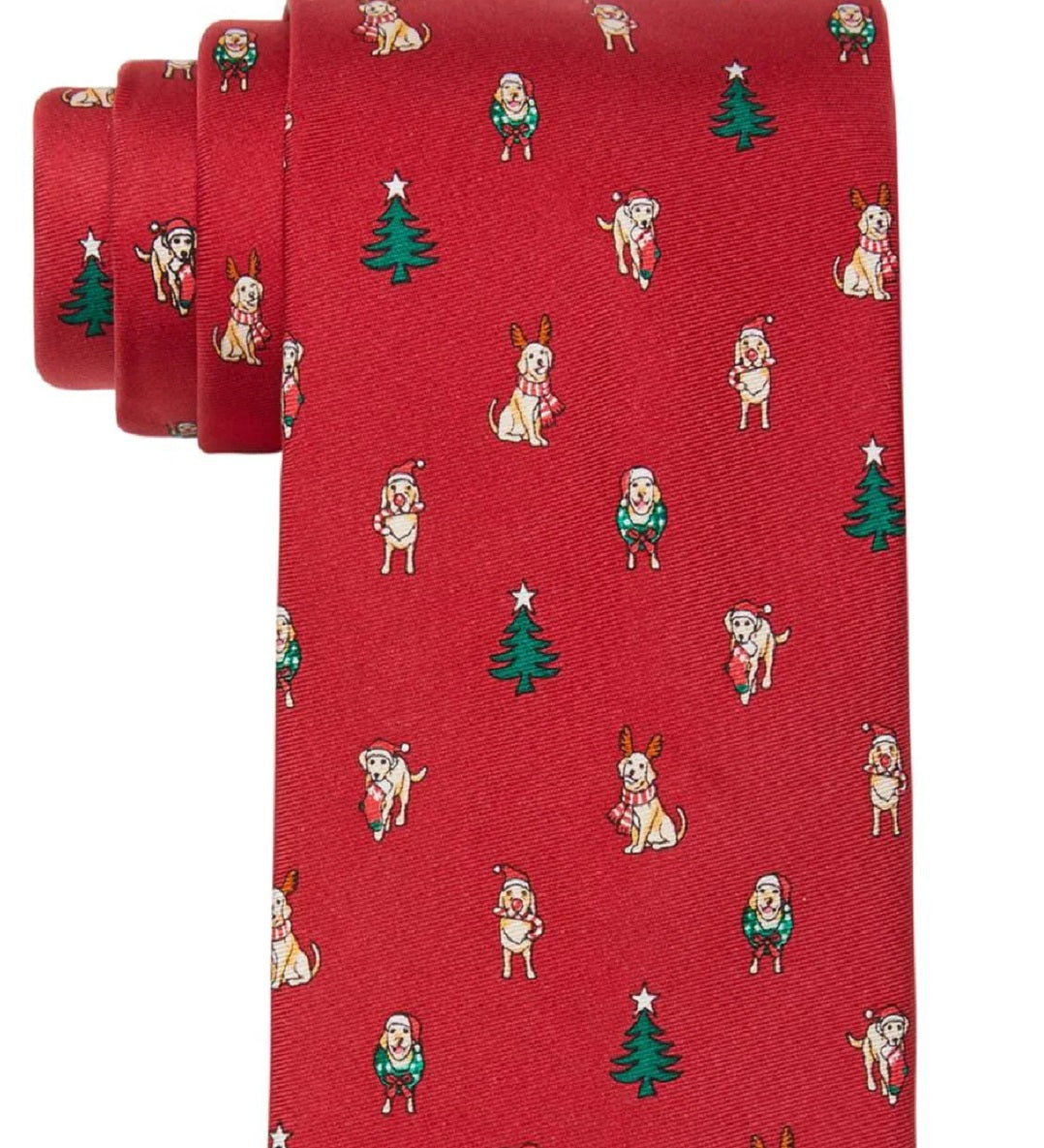 Tommy Hilfiger Men's Classic Holiday Dog & Tree Tie Red Size Regular