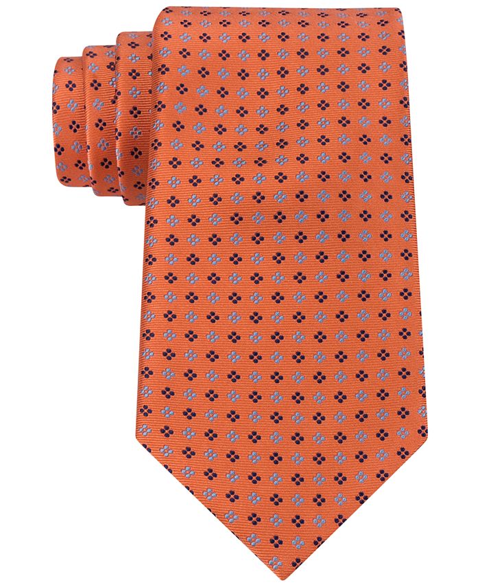 Tommy Hilfiger Men's Coreneat Ii Silk Print Neck Tie Orange Size Regular