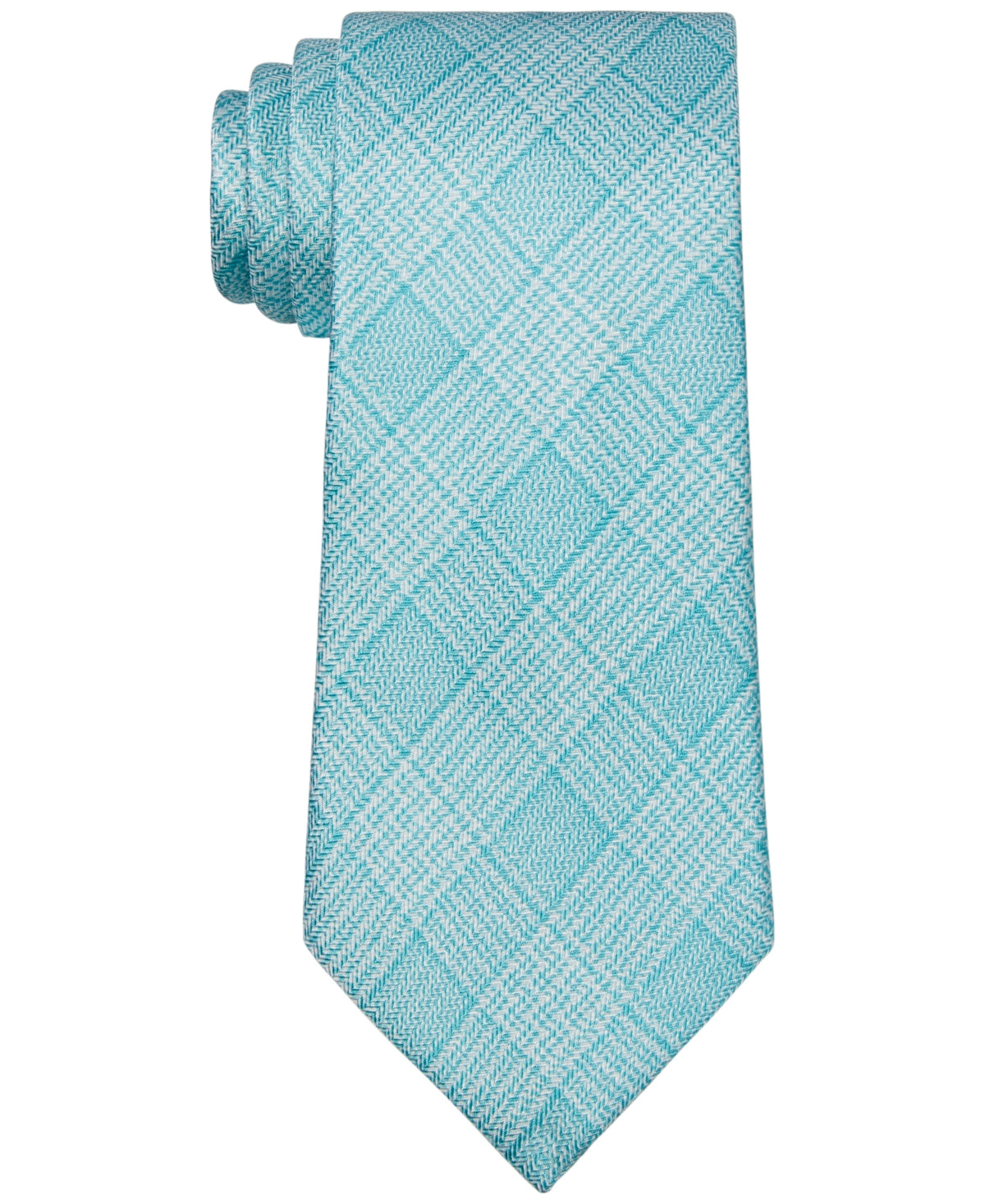 Michael Kors Men's Check Print Tie Green Size Regular