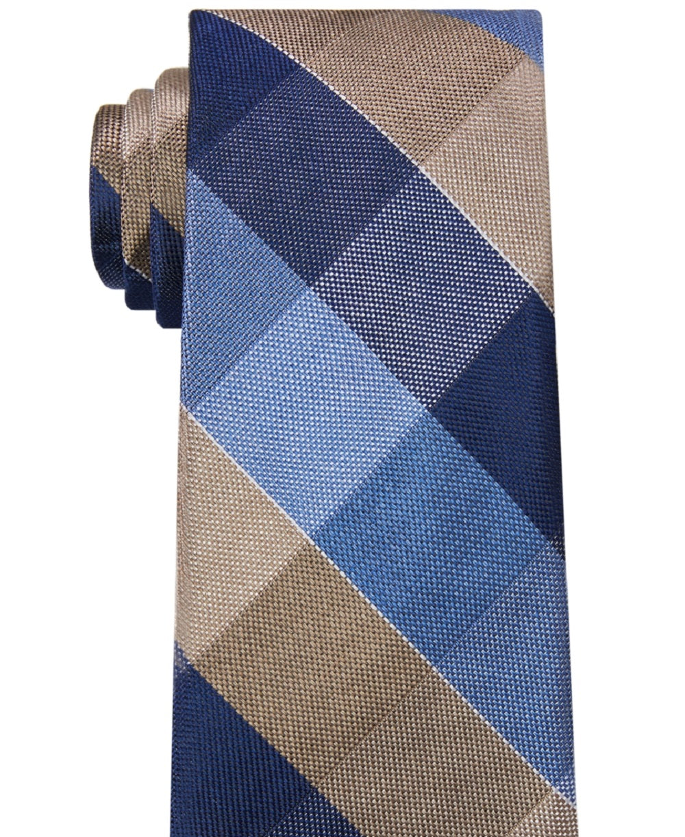 Michael Kors Men's Oversized Plaid Tie Brown Size Regular