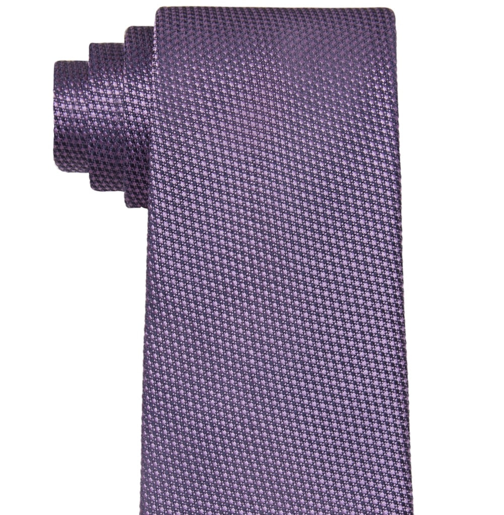 Calvin Klein Men's Basketweave Solid Tie Purple Size Regular