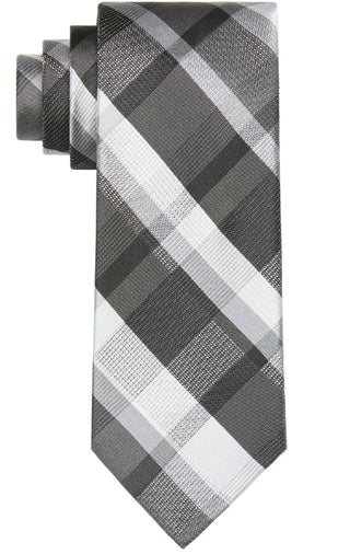 Calvin Klein Men's Slim Plaid Tie Black Size Regular