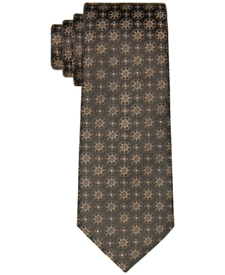Calvin Klein Men's Slim Deco Floral Medallion Tie Brown Size Regular