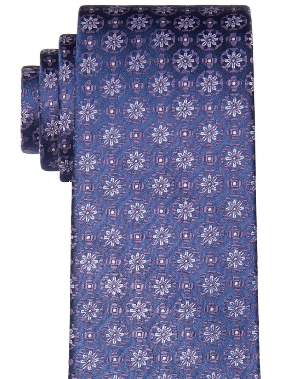 Calvin Klein Men's Slim Deco Floral Medallion Tie Purple Size Regular