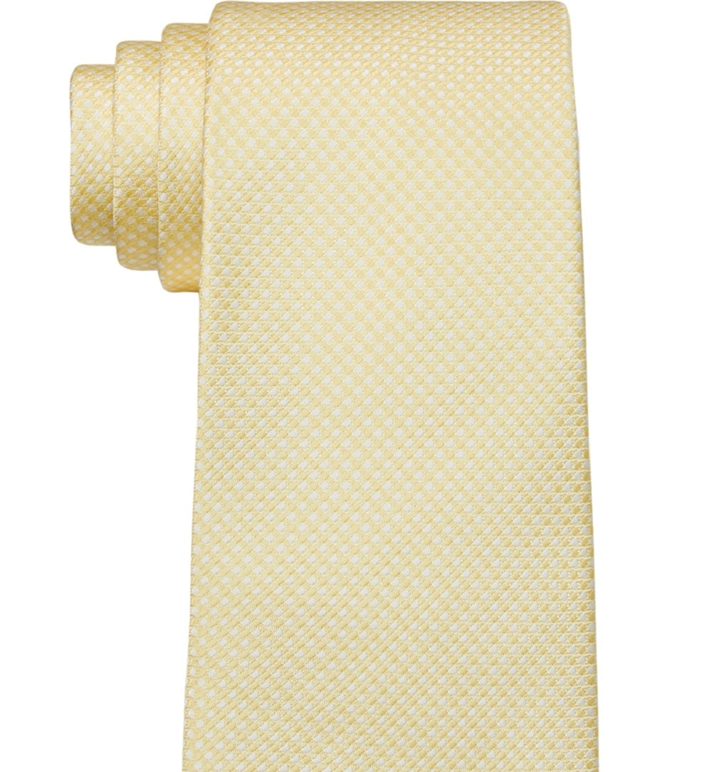 Calvin Klein Men's Mini Check Tie Yellow Size Regular