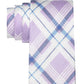 Tommy Hilfiger Men's Robert Slim Plaid Pattern Linen Tie Purple Size Regular
