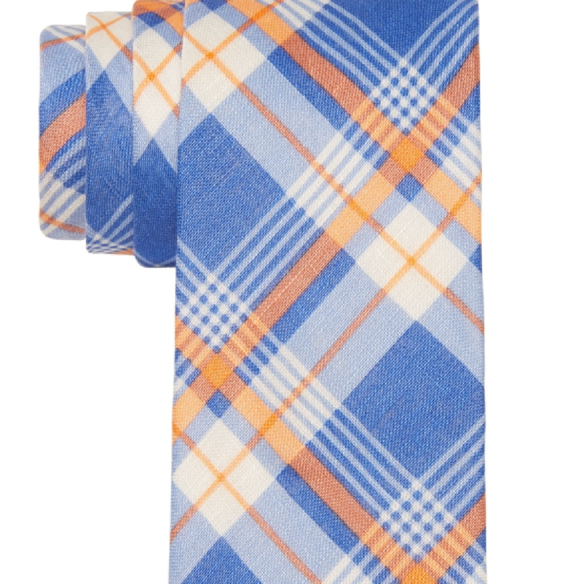 Tommy Hilfiger Men's Robert Slim Plaid Linen Tie Orange Size Regular
