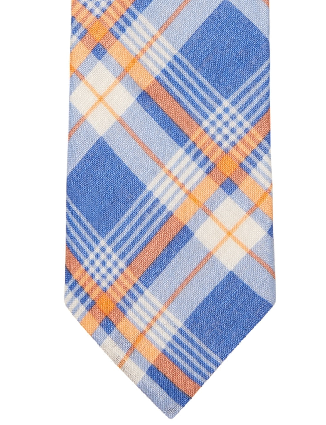 Tommy Hilfiger Men's Robert Slim Plaid Linen Tie Orange Size Regular