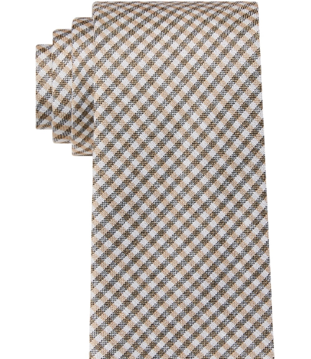 Tommy Hilfiger Men's Seasonal Gingham Tie Brown Size Regular