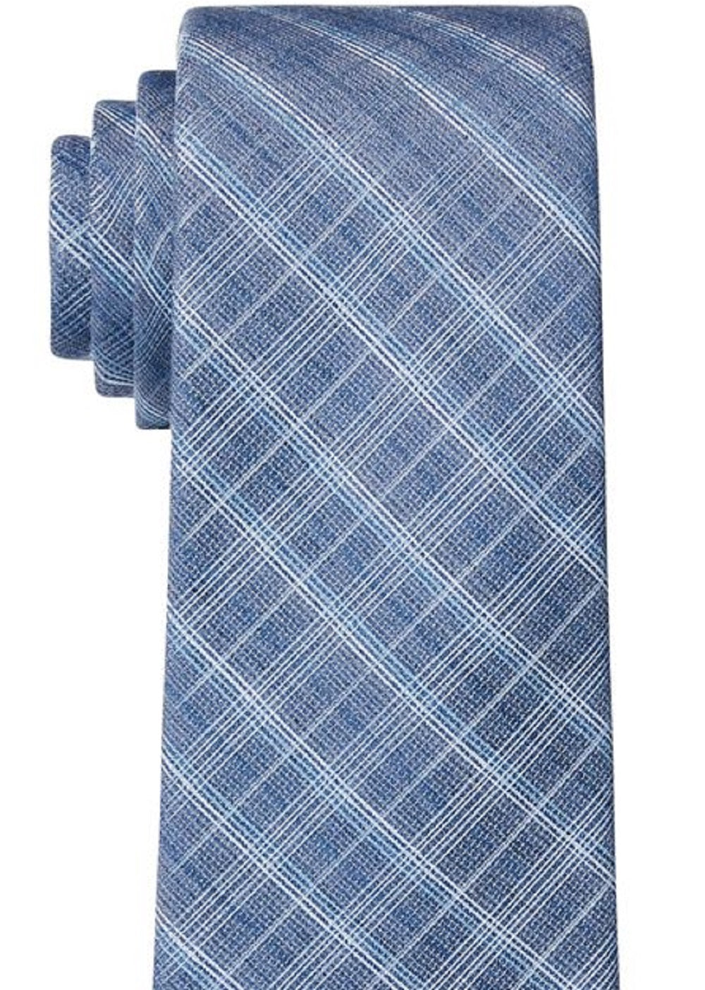 Calvin Klein Men's Slim Plaid Tie Blue Size Regular