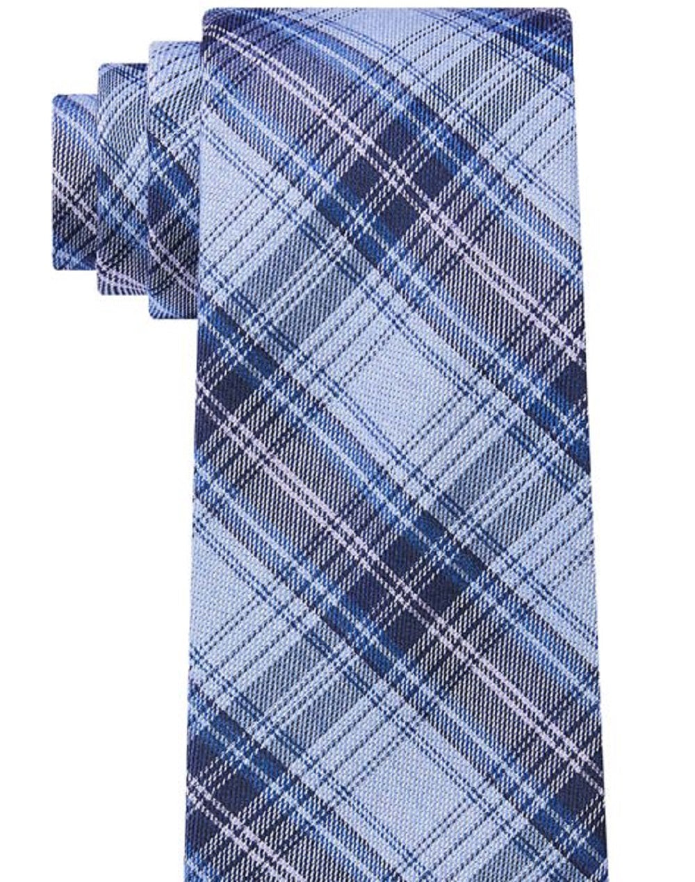 Calvin Klein Men's Slim Plaid Tie Blue Size Regular