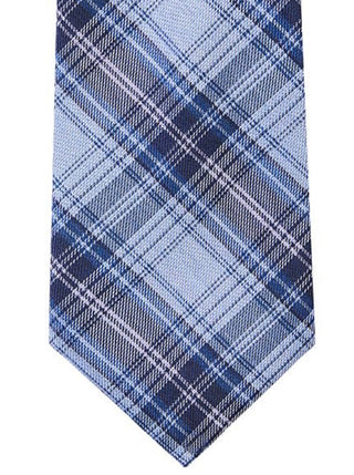 Calvin Klein Men's Slim Plaid Tie Blue Size Regular