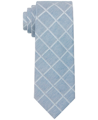 Calvin Klein Men's Windowpane Tie Blue Size Regular