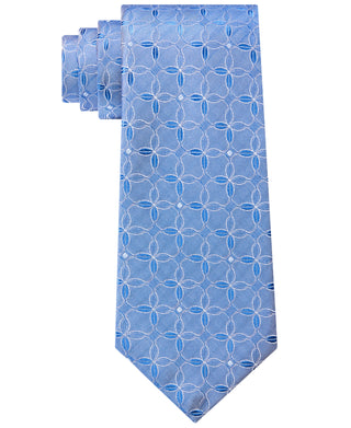Calvin Klein Men's Slim Lattice Medallion Tie Blue Size Regular