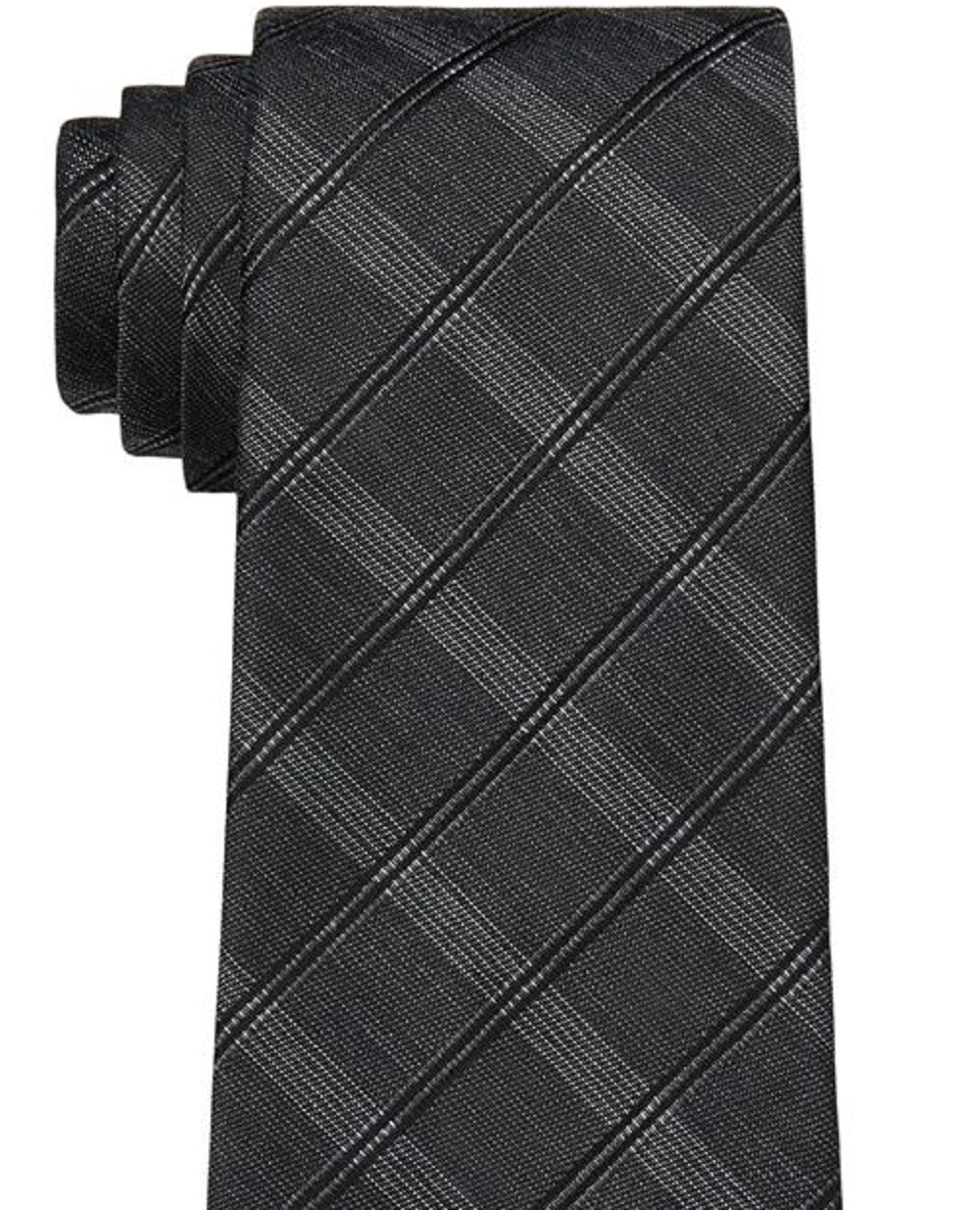 Calvin Klein Men's Line Grid Tie Gray Size Regular