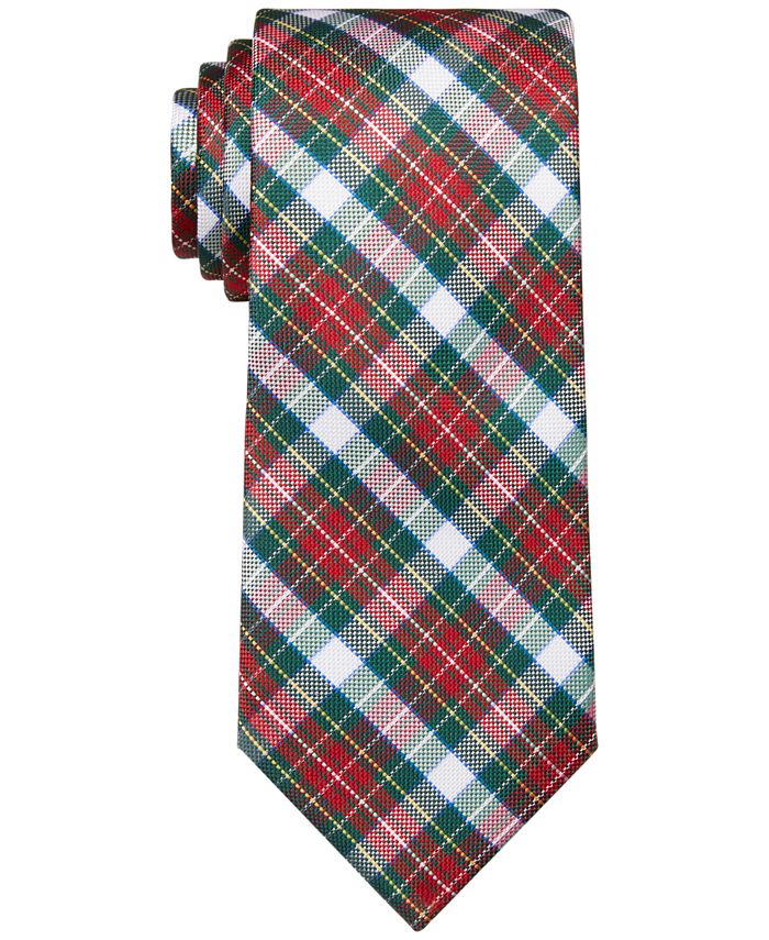 Tommy Hilfiger Men's Tartan Plaid Tie Red Size Regular