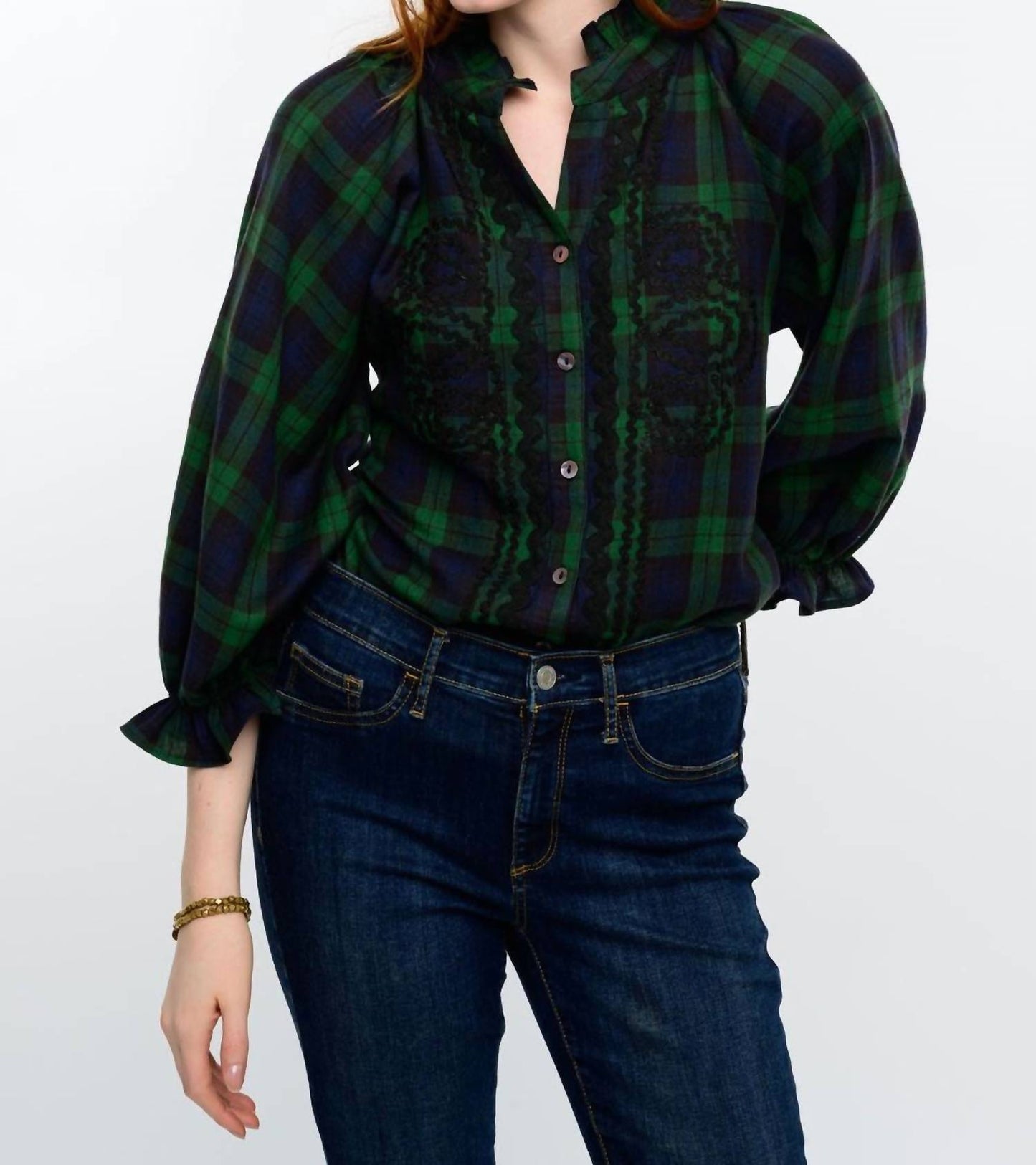 Sister Mary - Women's Rosa Plaid Trimmed Shirt