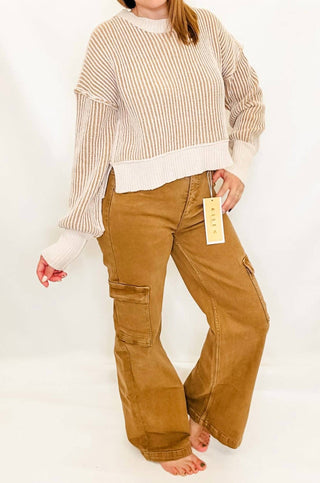 Risen - High Rise Wide Cargo Pocket Jeans