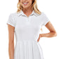 Planet Gold Junior's Rib Knit Fit & Flare Polo Dress White Size Large