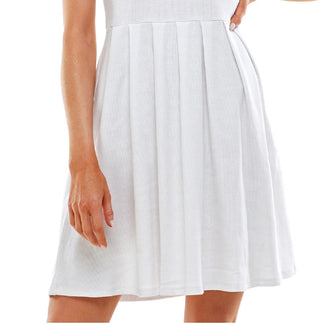 Planet Gold Junior's Rib Knit Fit & Flare Polo Dress White Size Large