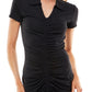Planet Gold Juniors' Ruched Rib Knit Bodycon Dress Black Size X-Large