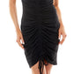 Planet Gold Juniors' Ruched Rib Knit Bodycon Dress Black Size X-Large
