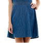Planet Gold Junior's Cotton Denim Off The Shoulder Dress Blue Size Medium