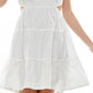 Planet Gold Juniors' Cotton Puff Sleeve Side Cutout Tiered Dress White Size XX-Large