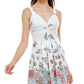 Planet Gold Junior's Floral Print Fit & Flare Dress White Size Small