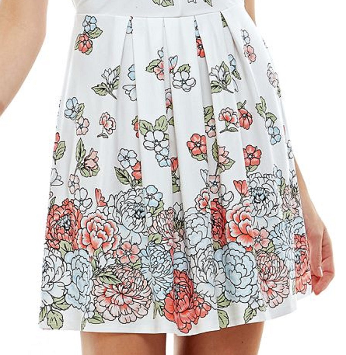 Planet Gold Junior's Floral Print Fit & Flare Dress White Size X-Small