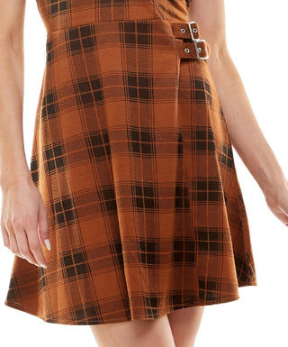 Planet Gold Juniors' Faux-Wrap Side-Buckle Dress Brown Size Small