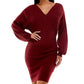 Planet Gold Junior's Dolman Sleeve V Neck Wrap Sweater Dress Red Size X-Large