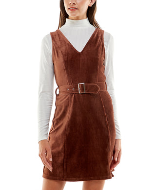 Planet Gold Junior's Belted Sweater & Dress Set Brown Size Medium