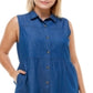 Planet Gold Women's Trendy Plus Cotton Denim Shirtdress Blue Size 1X