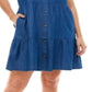 Planet Gold Women's Trendy Plus Cotton Denim Shirtdress Blue Size 1X