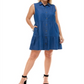 Planet Gold Women's Trendy Plus Cotton Denim Shirtdress Blue Size 1X