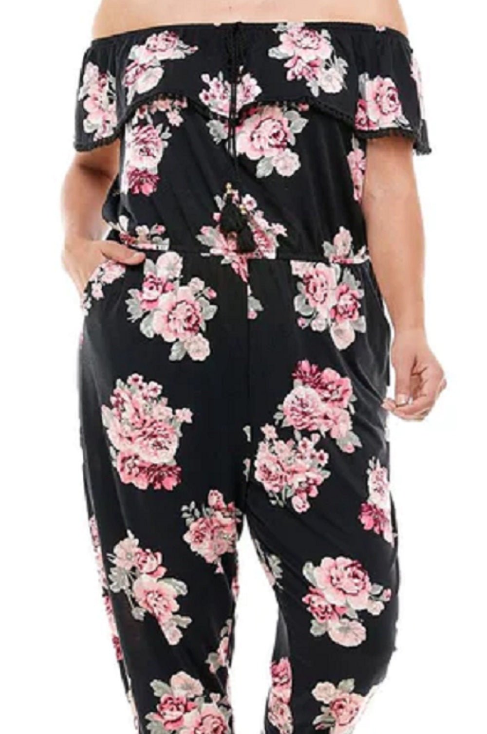 Planet Gold Women's Off The Shoulder Jumpsuit Black Size 3X