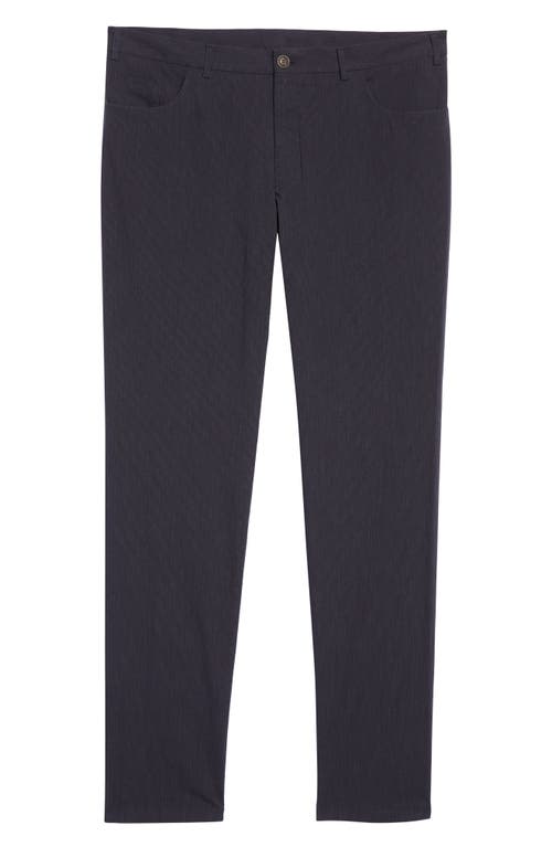 Canali Navy Stripe Modern Fit Stretch Cotton Trousers