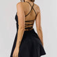 Blue Blush - Bailey Lace Up Back Mini Dress