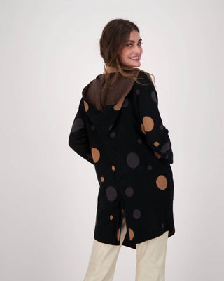 Gabby Isabella - Polka Hooded Open Front Cardigan