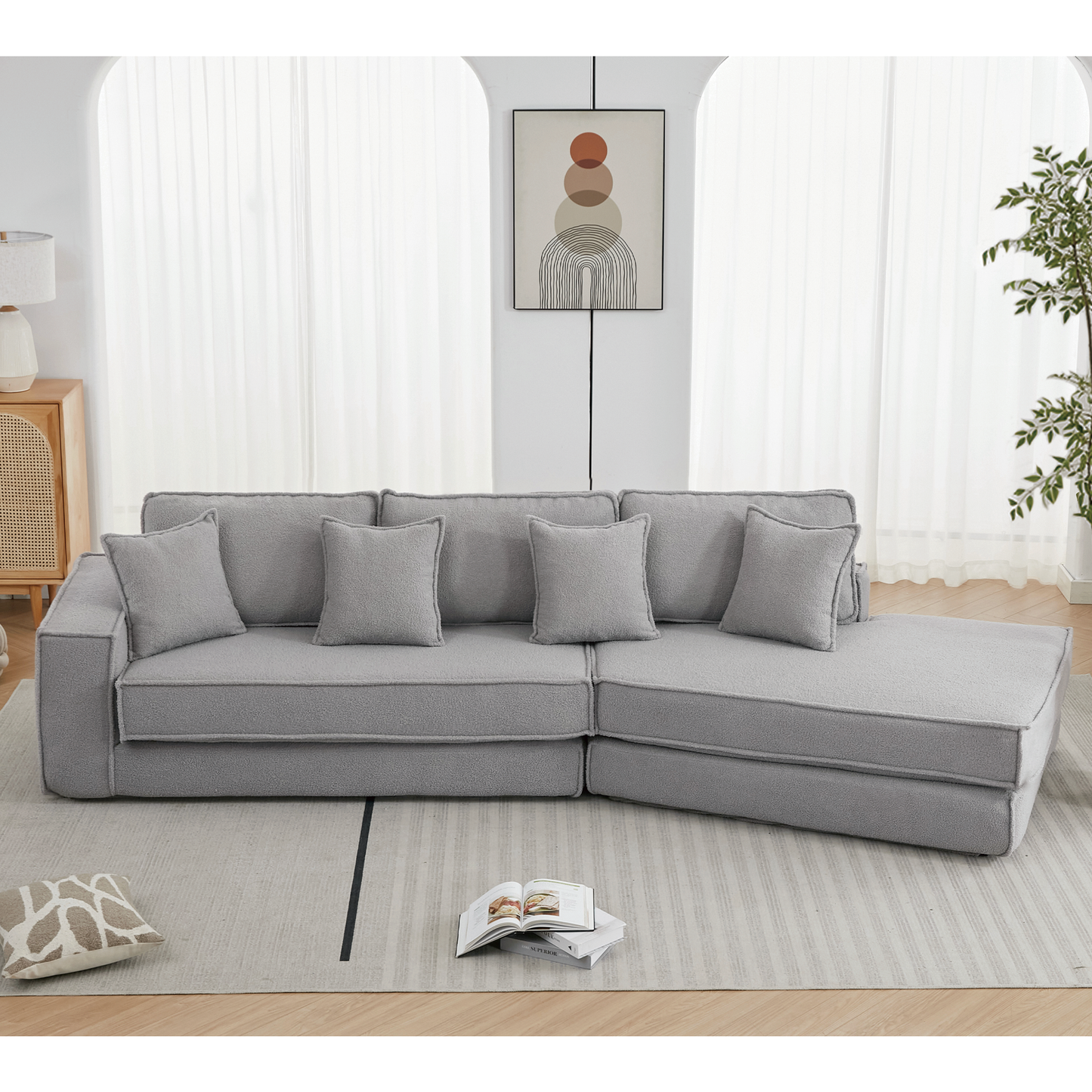 Folding Convertible 3-Seat Sleeper Sofa Bed in Gray