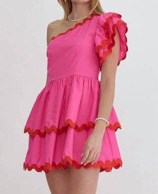 Entro - One Shoulder Valentine Mini Dress